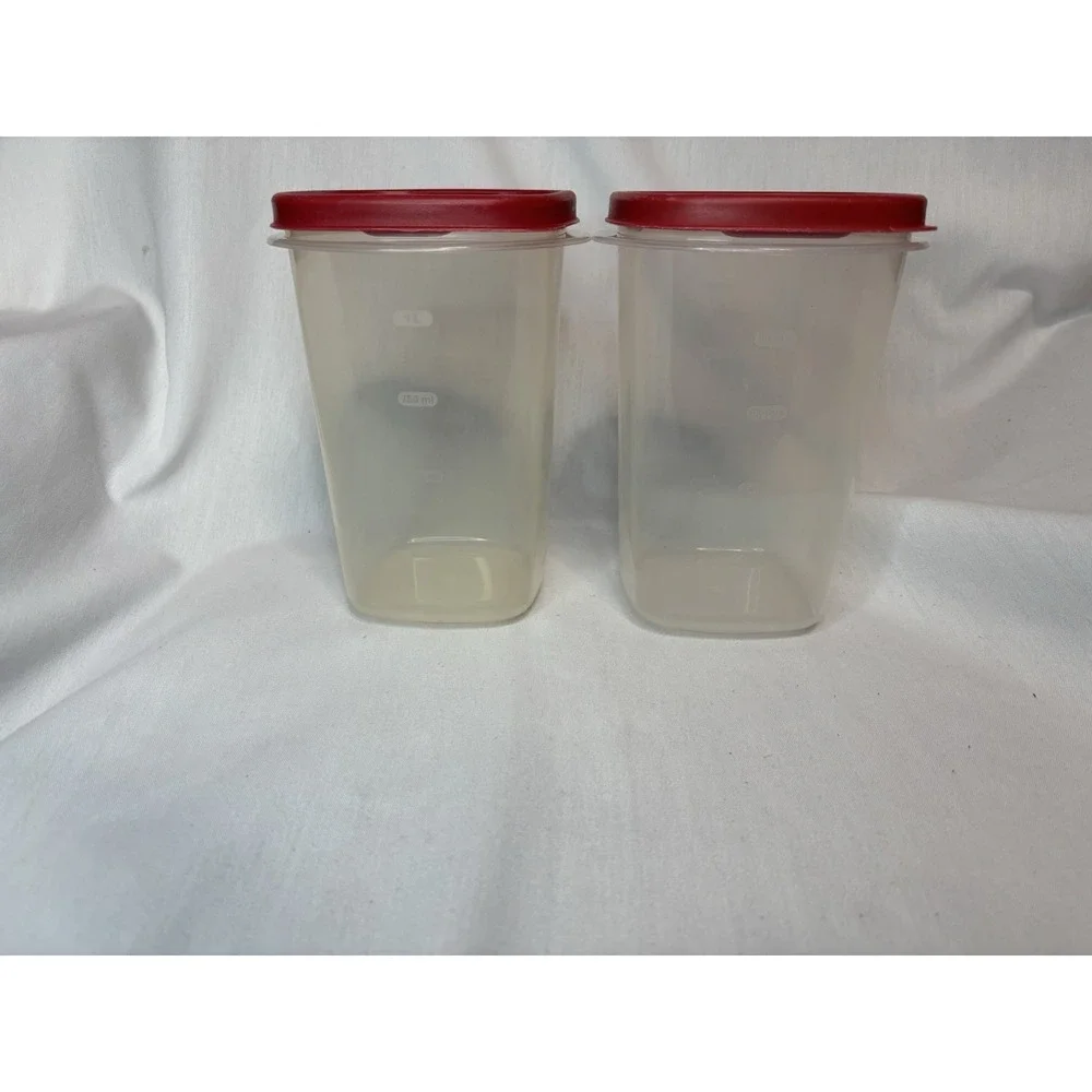 Rubbermaid Storage Container Set 1.2L Rectangular Clear/Red Snap Lid 2pcs‎
